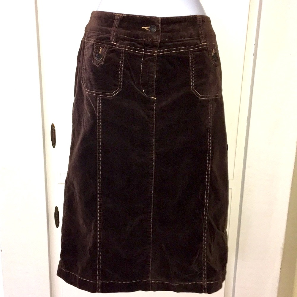 Brown Velour Pencil Skirt